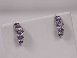 Designer Earrings, Purple Mini Hoop